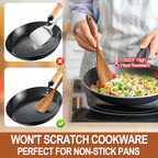 Wooden Spoons for Cooking, 9 Pcs Natural Teak Kitchen Utensil Set with Utensils Holder & Spoon Rest, Wooden Cooking Utensils for Nonstick Pans & Cookware