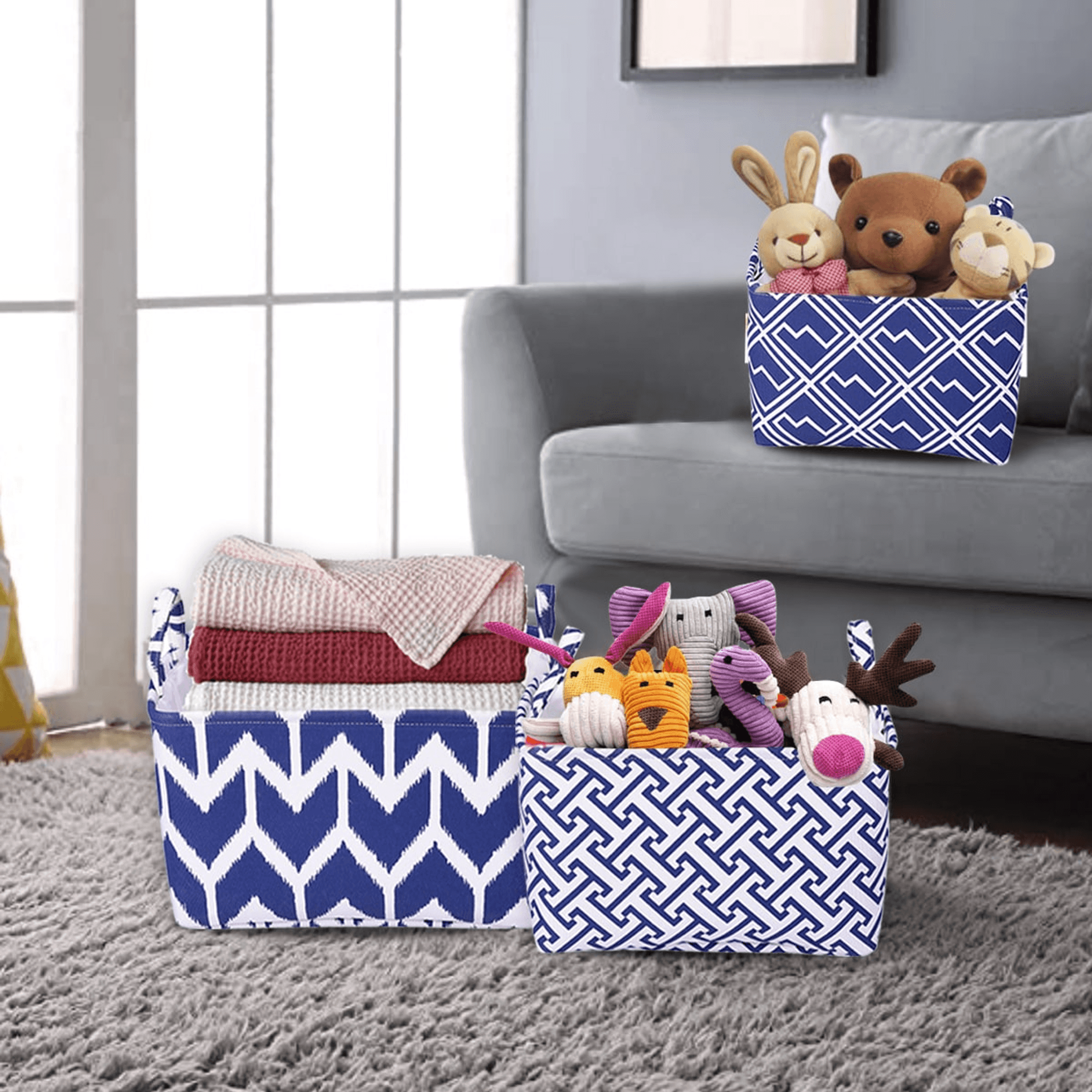 Elegant Set Of 3 Laundry Hampers And Storage Bins-0