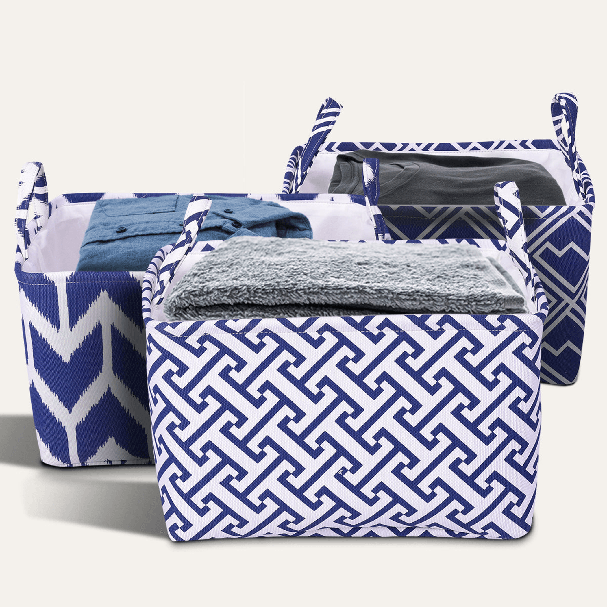 Elegant Set Of 3 Laundry Hampers And Storage Bins-2