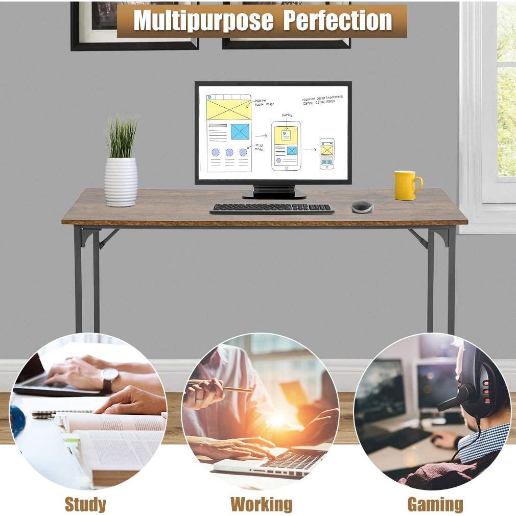 48 Inch Modern Black Computer Desk For Small Spaces-4