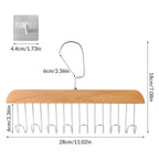 3 Pack Belt and Bra Hangers with Hooks,Space Saving Bra Hangers for Closet and Laundry,360 Degree Rotating Wooden Tie Hanger with 8 Hooks for Tank Top,Jeans,Scarf(Nature)