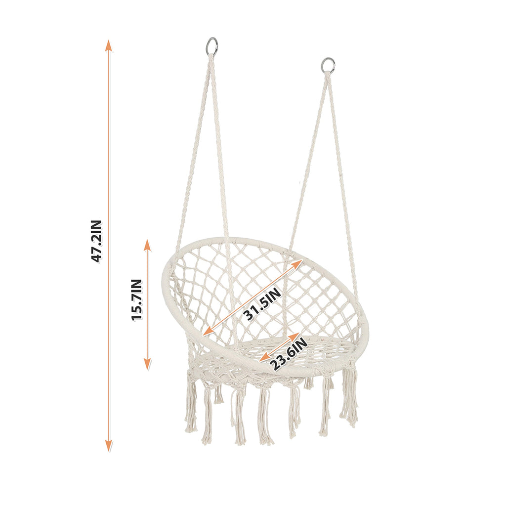 Macrame Hanging Hammock Chair - Cotton Indoor Swing