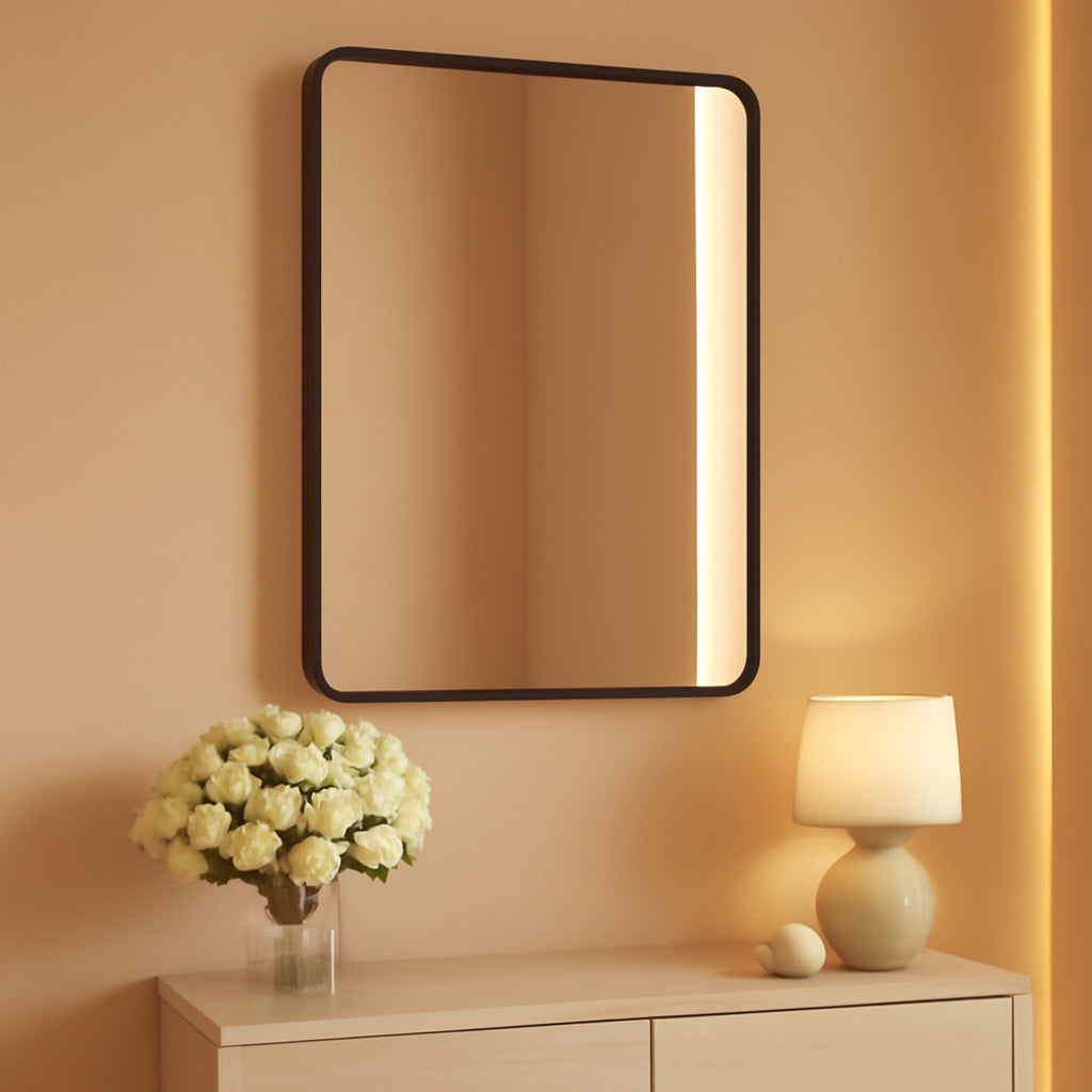 Matte Black Industrial Framed Bathroom Mirror 22x30-0