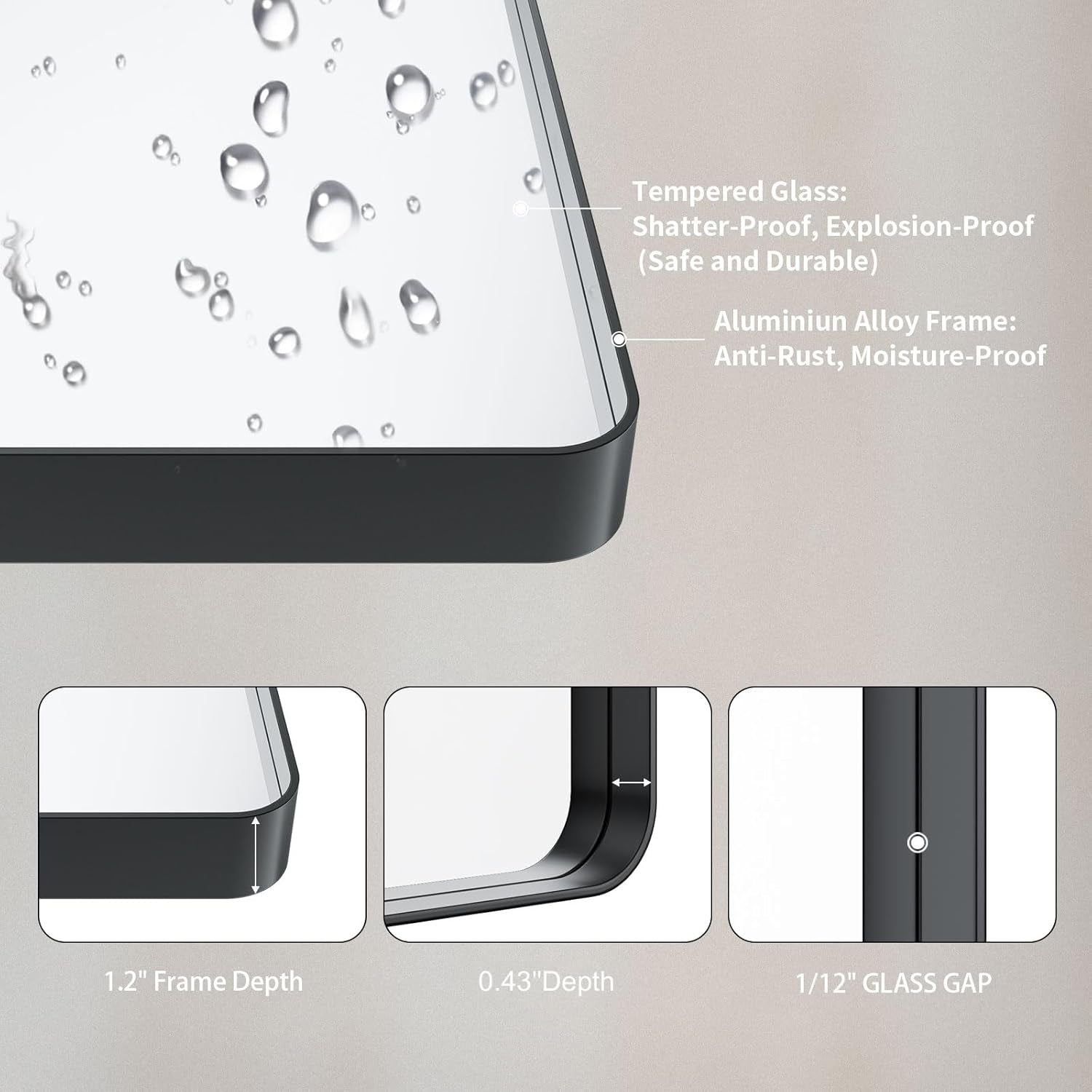 Matte Black Industrial Framed Bathroom Mirror 22x30-4