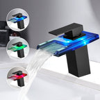 LED Bathroom Sink Faucet with Color Changing Waterfall Spout