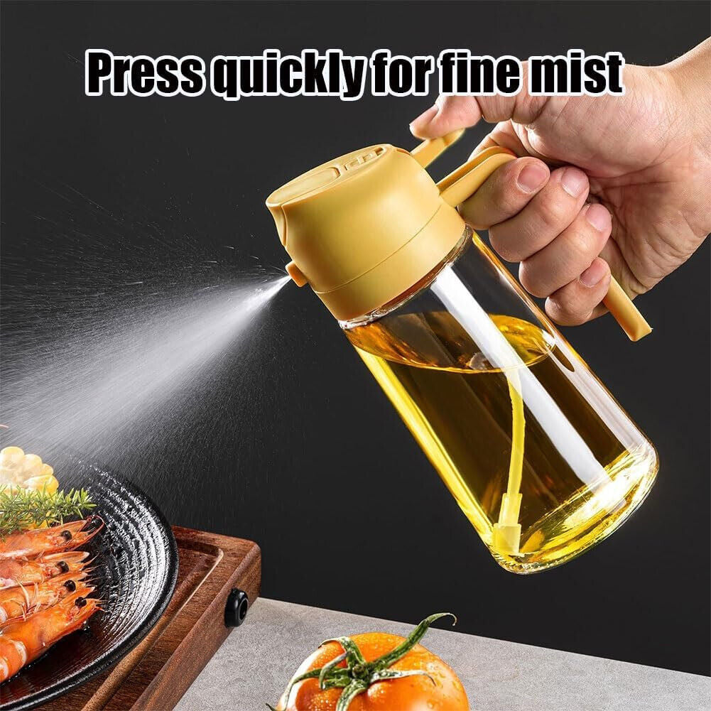 16Oz Olive Oil Dispenser Bottle 2 in 1 Sprayer Pourer Glass for Kitchen Cooking