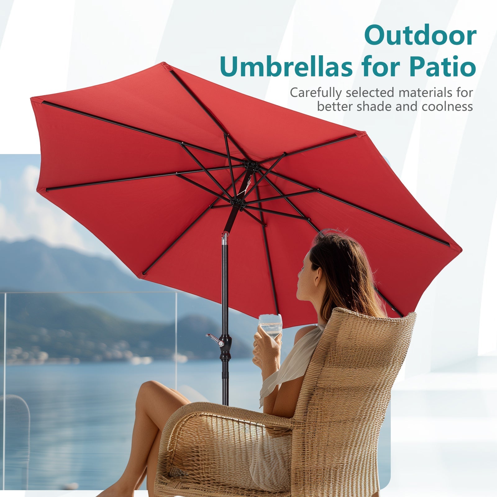 9 Foot Outdoor Patio Umbrella for Sun Protection