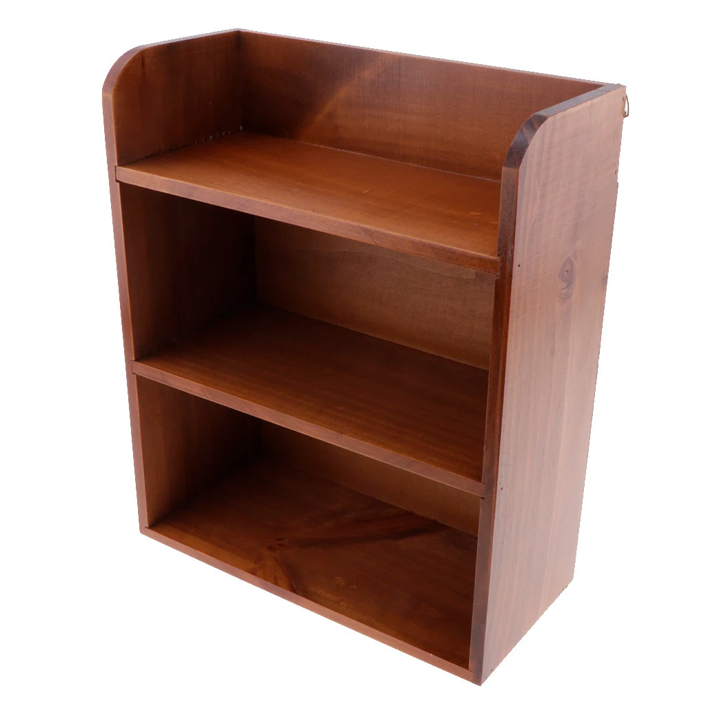 3-Tier Wooden Desk Shelf | Dorm Desk + Wine Red