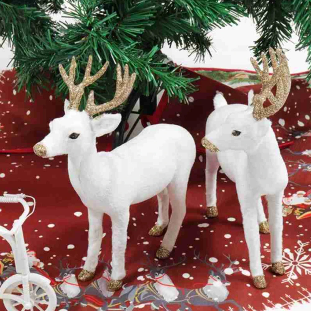 Plush White Reindeer Doll for Christmas Decor