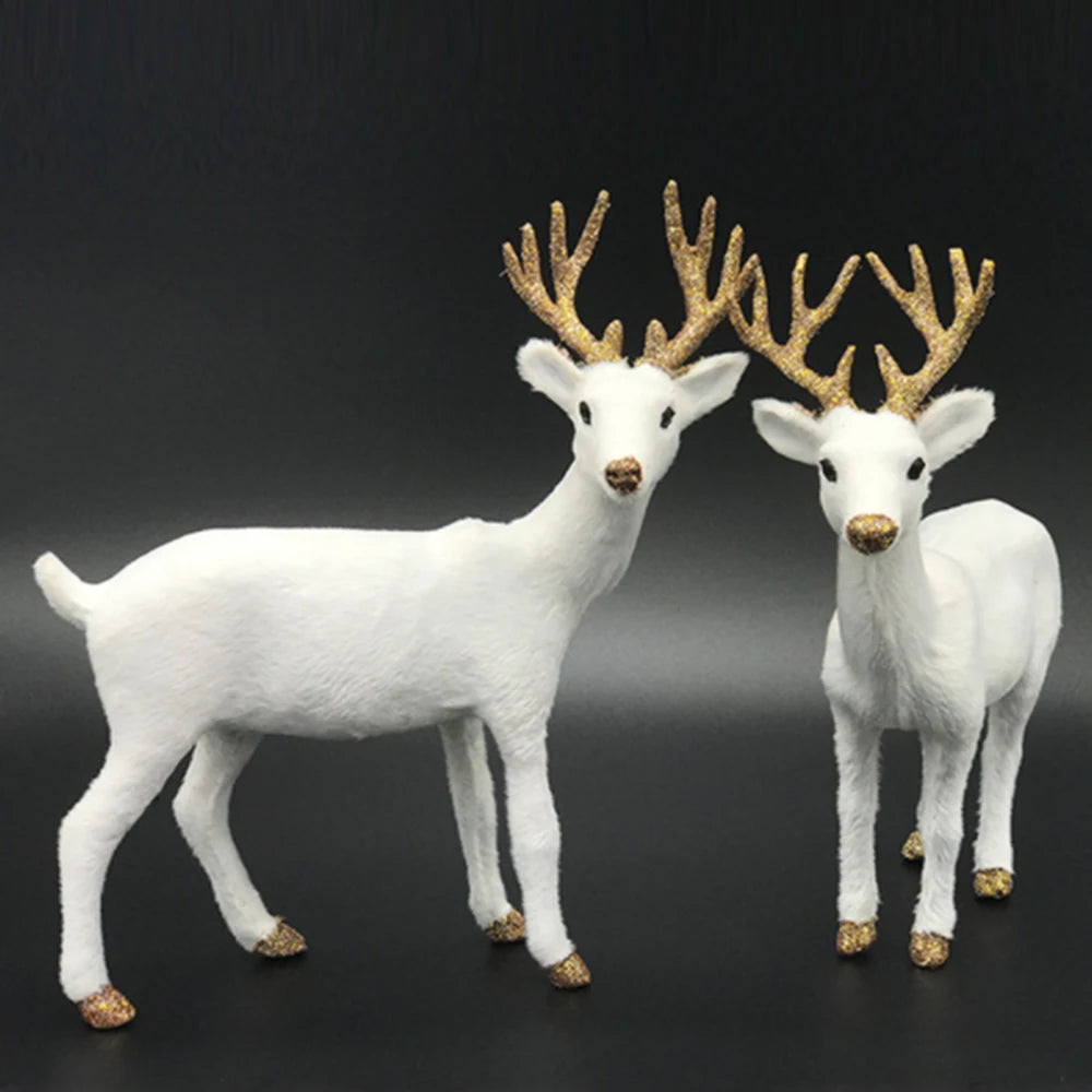 Plush White Reindeer Doll for Christmas Decor