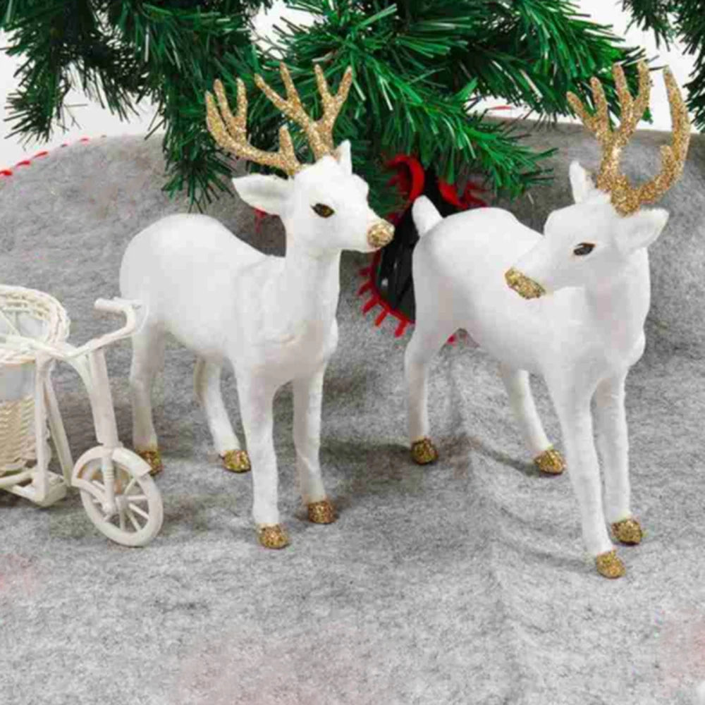 Plush White Reindeer Doll for Christmas Decor