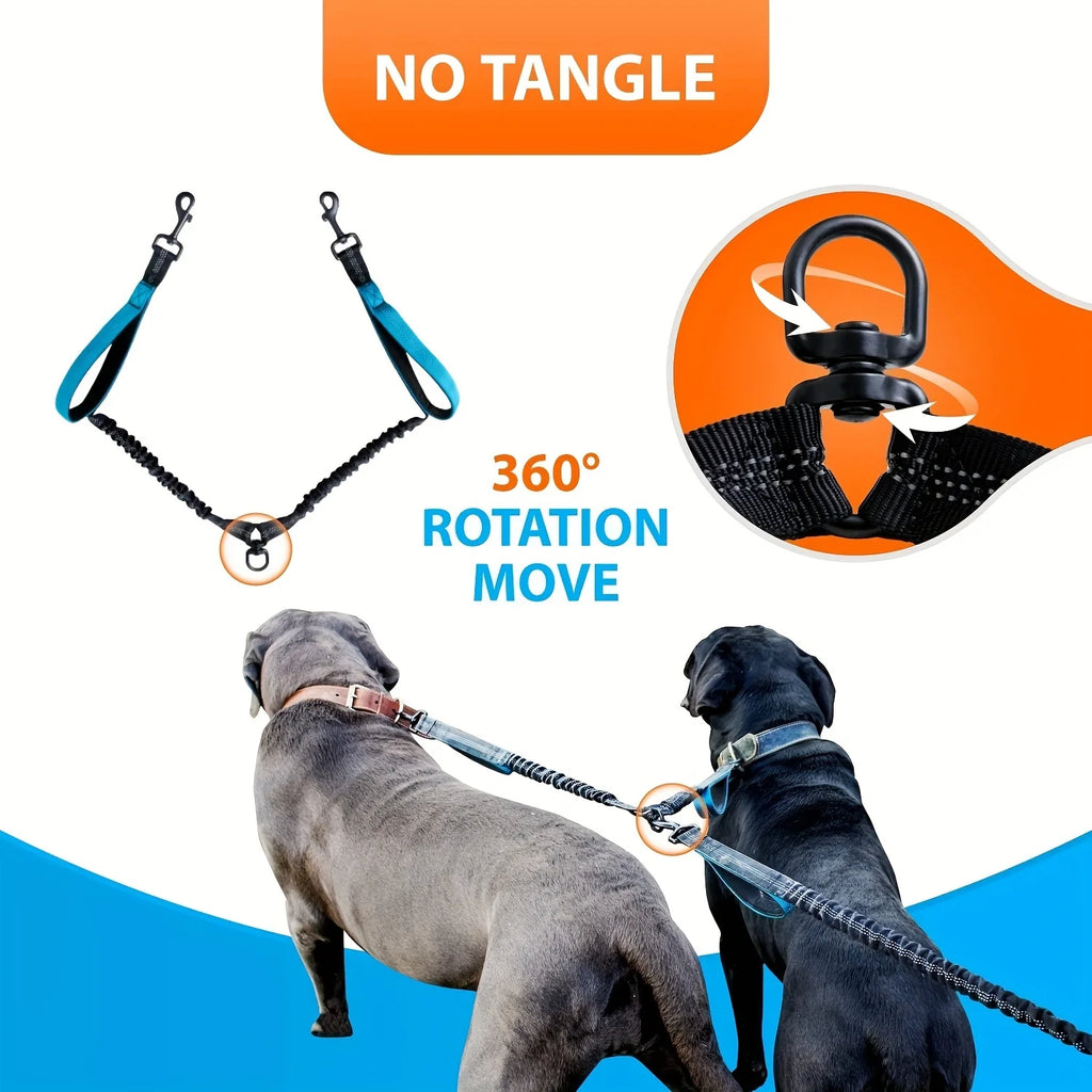 2in1 Reflective Double Dog Leash for Medium and Large Dogs