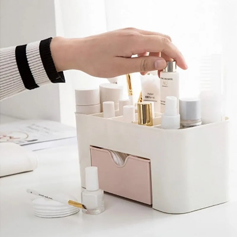 Acrylic Makeup Organizer with Drawer | Dorm Vanity Box | Aesthetic Green/Blue/Pink