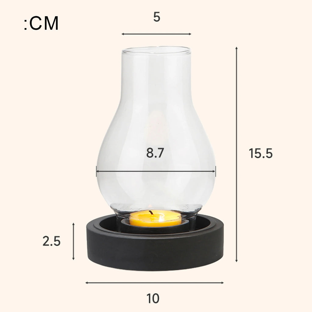 Stylish Glass Candlestick Holders with Stone Base - Perfect for Home & Weddings