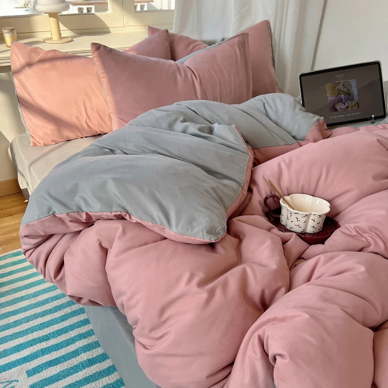 4-Piece Cotton Bedding Set - Duvet Cover & Pillowcases