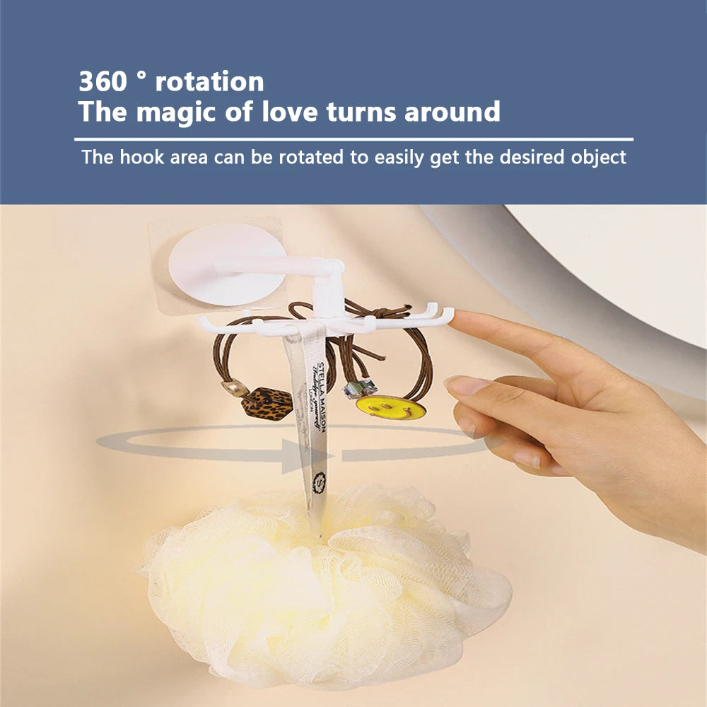 7-Claw Rotatable Self-Adhesive Kitchen Storage Hook