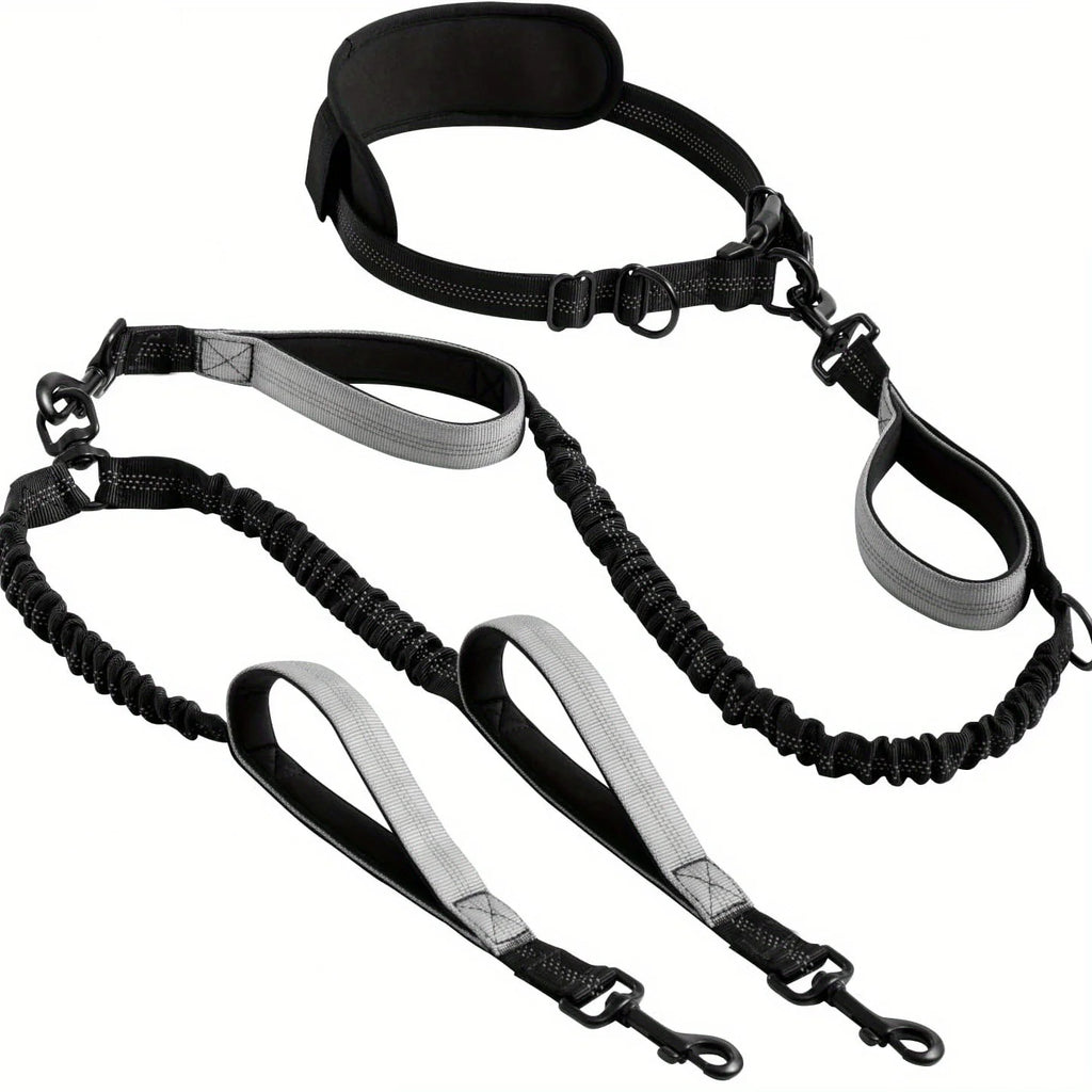 2in1 Reflective Double Dog Leash for Medium and Large Dogs
