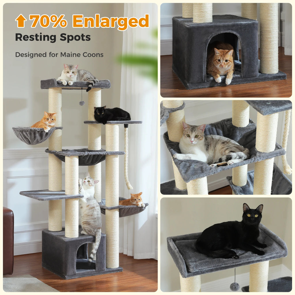 Multi-Level Cat Tree with Scratching Posts for Large Cats