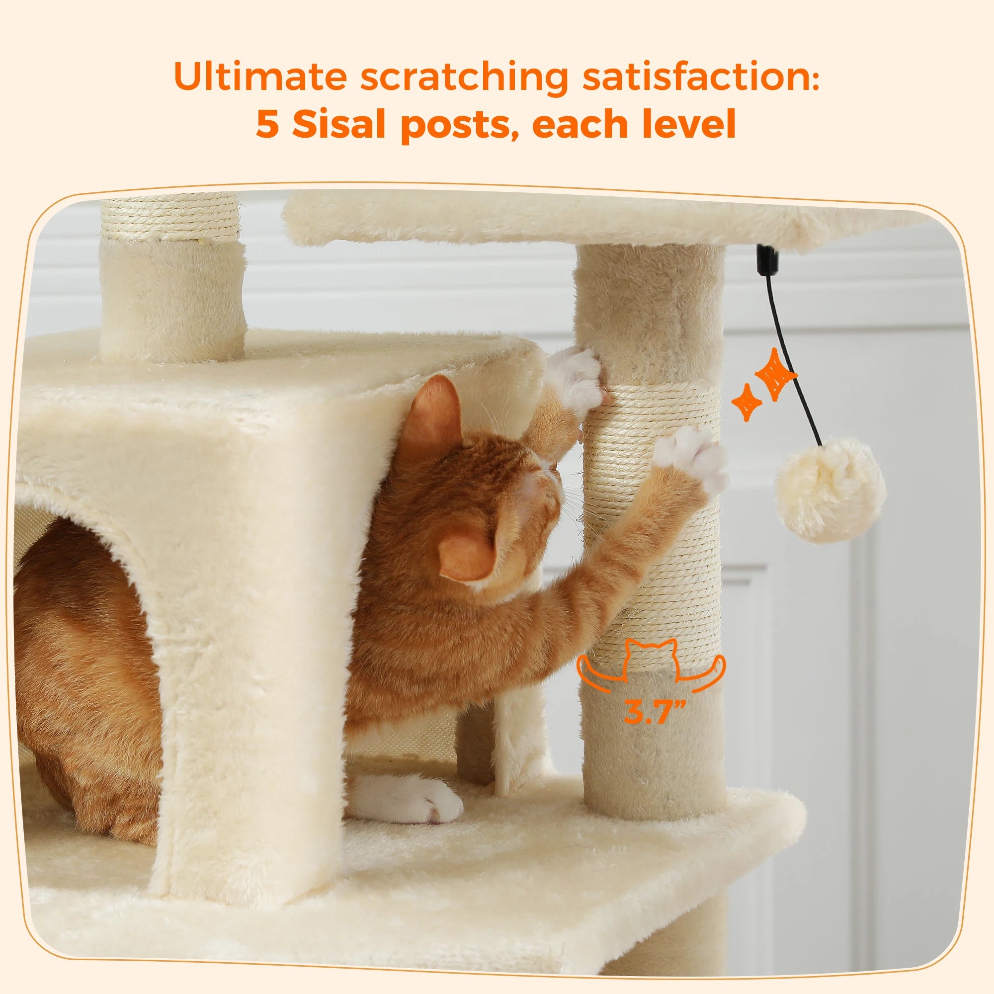 Large Cat Tree with Hammock & Scratching Posts for Indoor Cats