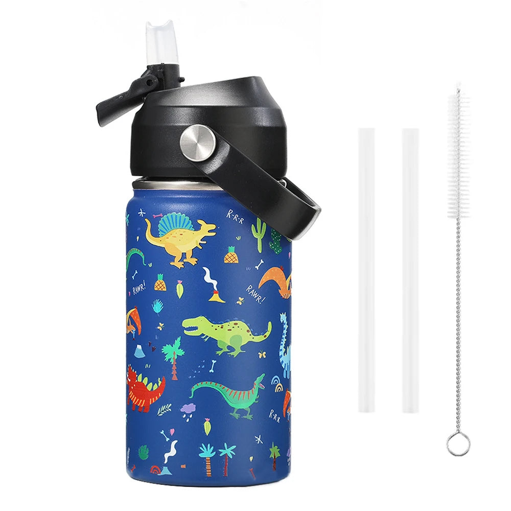 Kids Insulated Water Bottle with Straw - 360ML Stainless Steel