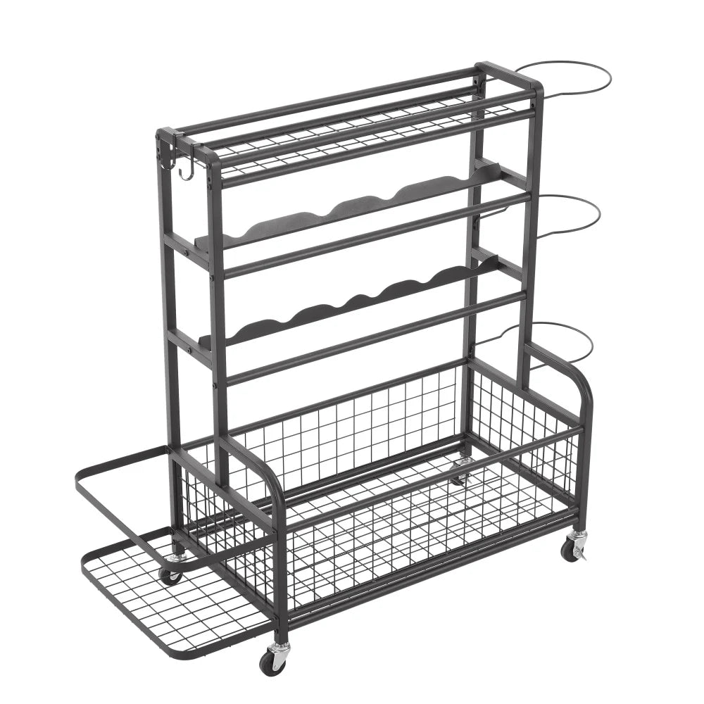 4-Tier Rolling Metal Storage Organizer for Sports Gear