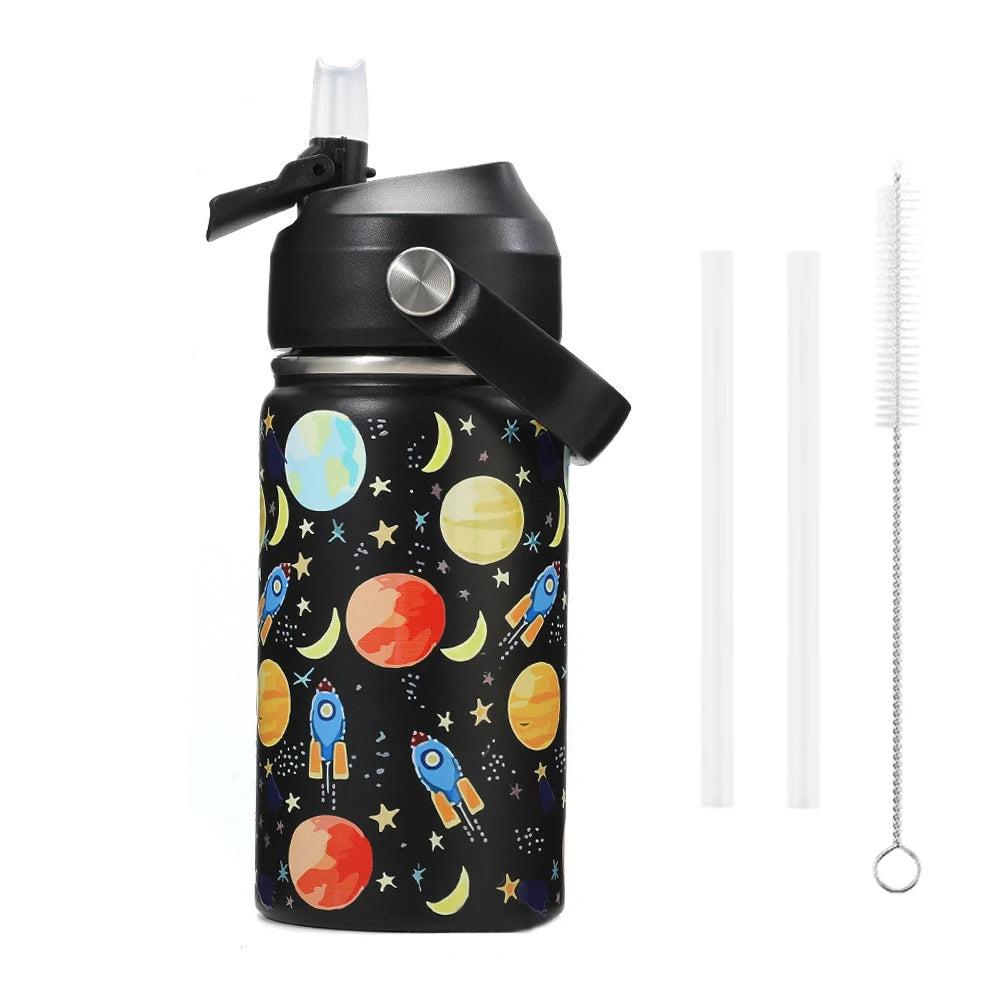 Kids Insulated Water Bottle with Straw - 360ML Stainless Steel