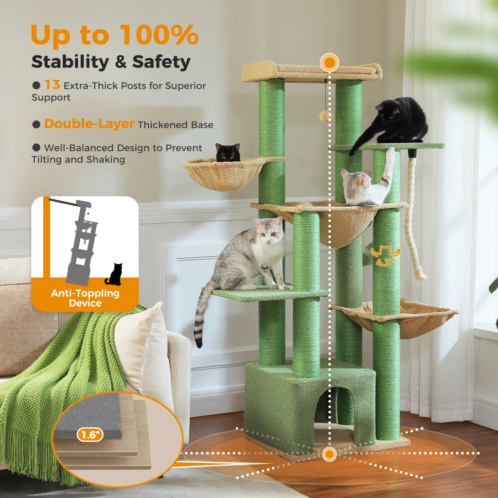 Multi-Level Cat Tree with Scratching Posts for Large Cats