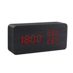 Voice Control LED Wooden Alarm Clock - USB/AAA Powered