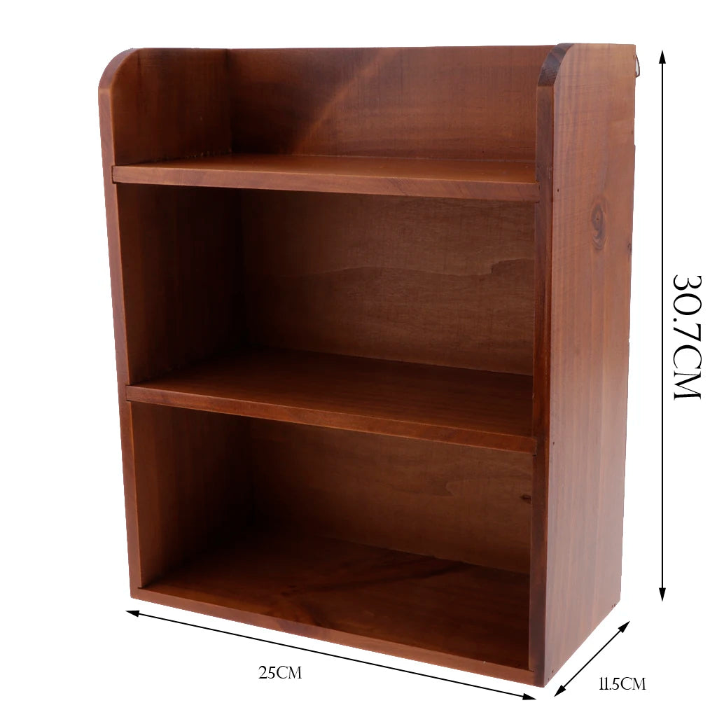 3-Tier Wooden Desk Shelf | Dorm Desk + Wine Red
