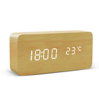 Voice Control LED Wooden Alarm Clock - USB/AAA Powered