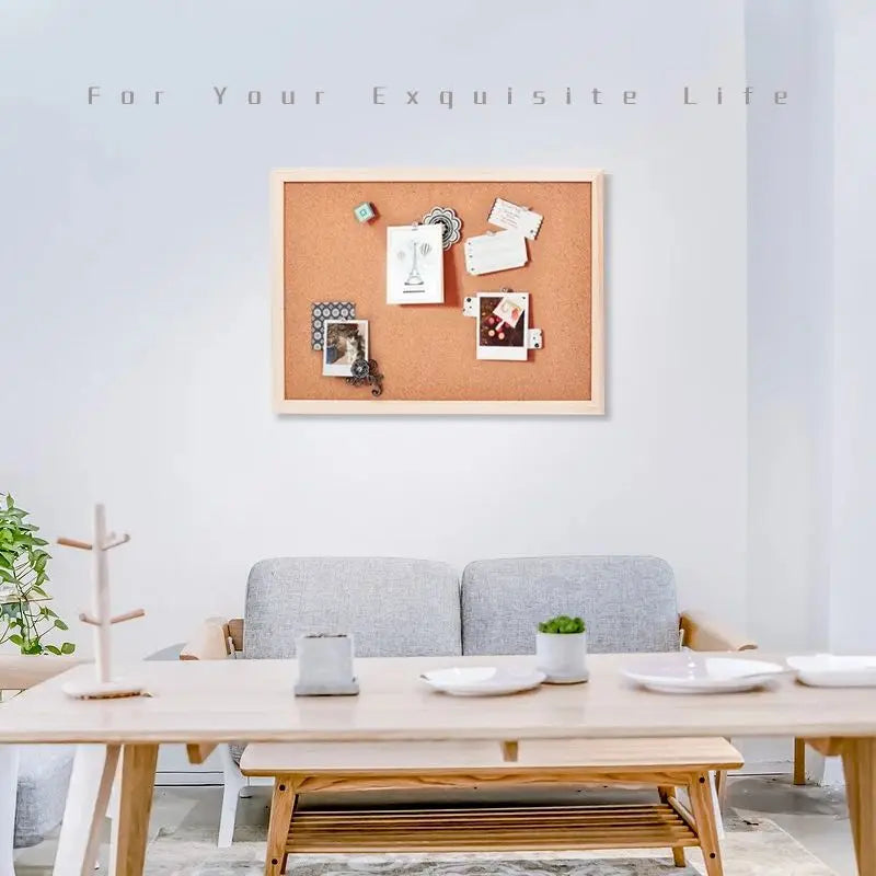 Wooden Cork Board Wall Decor with Soft Letter Pins