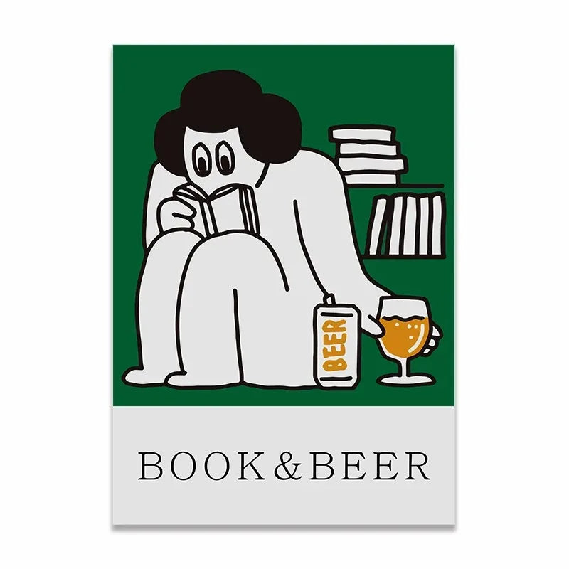 Cartoon Canvas Poster - Better Than Cheese, Coffee Time, Book & Beer