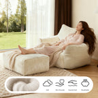 Oversized Bean Bag Lounge Chair with Ottoman