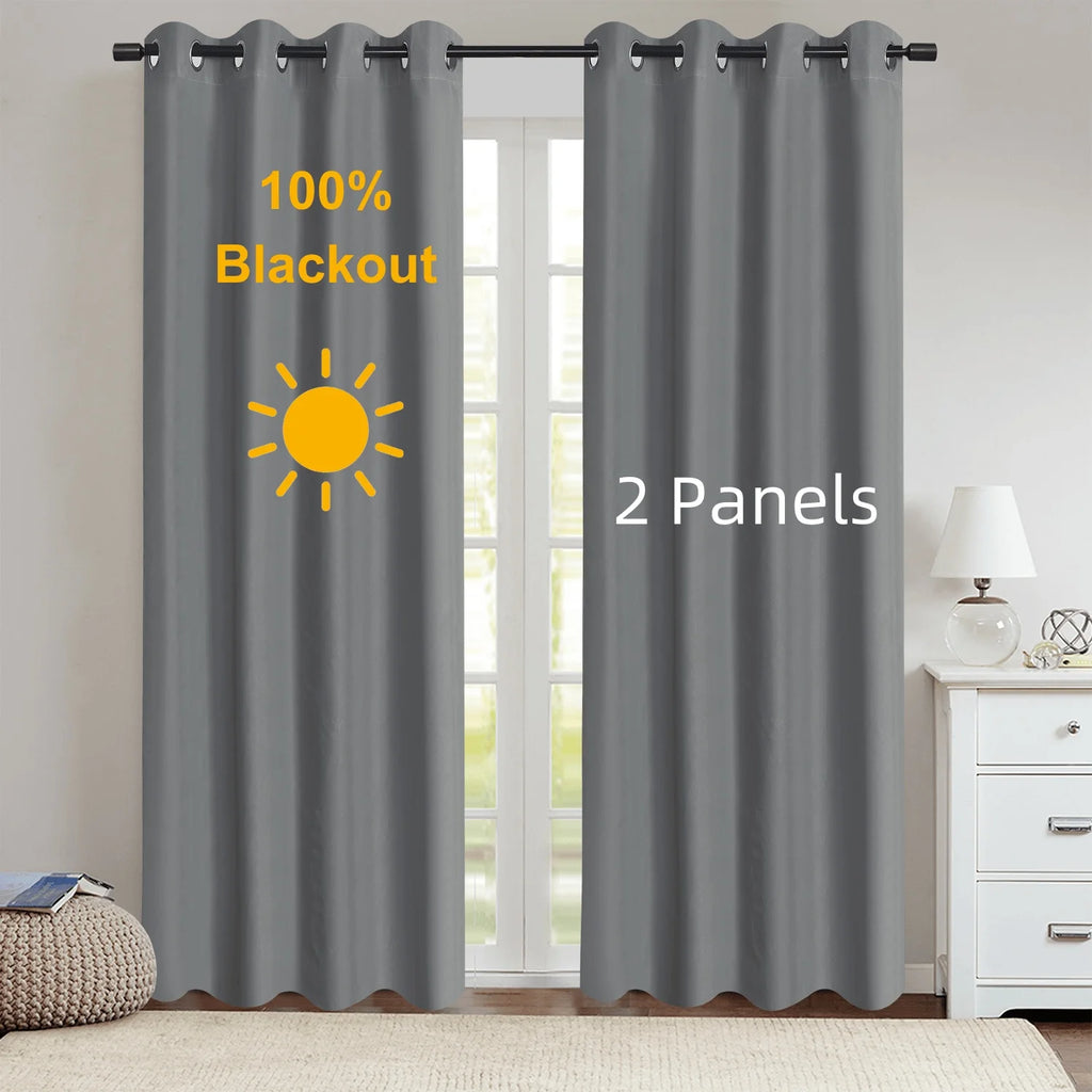 2pcs Modern Blackout Curtains for Cozy Bedrooms & Living Rooms