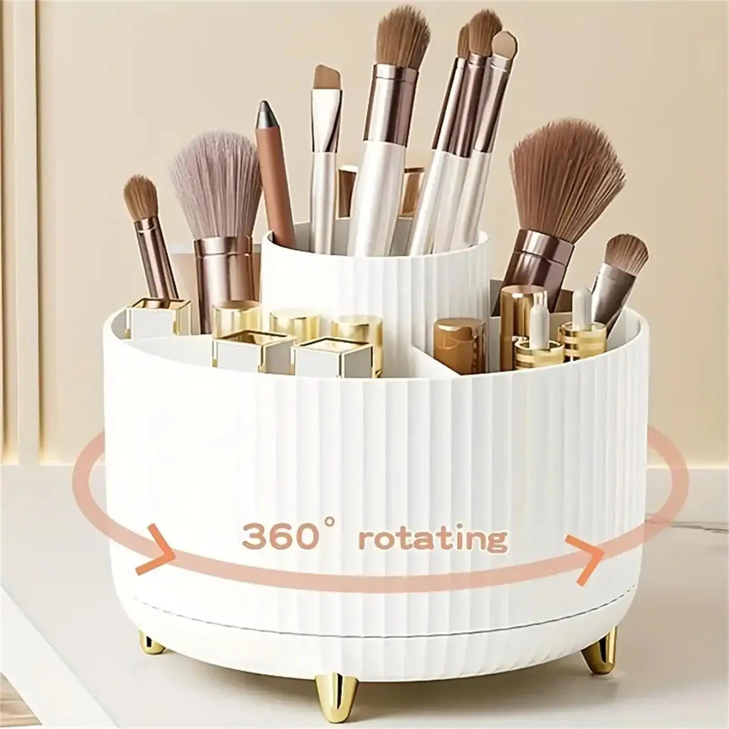 360° Rotating Makeup Organizer | Vanity & Desk Storage | Aesthetic Cosmetic Holder