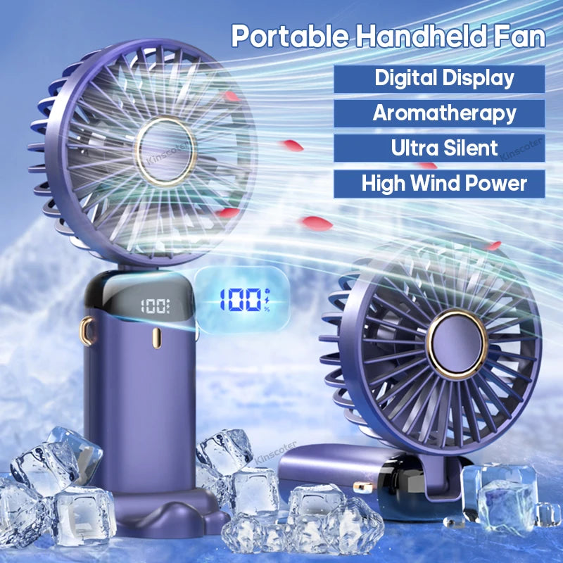 Portable Rechargeable Mini USB Fan with Phone Stand - 5 Speeds