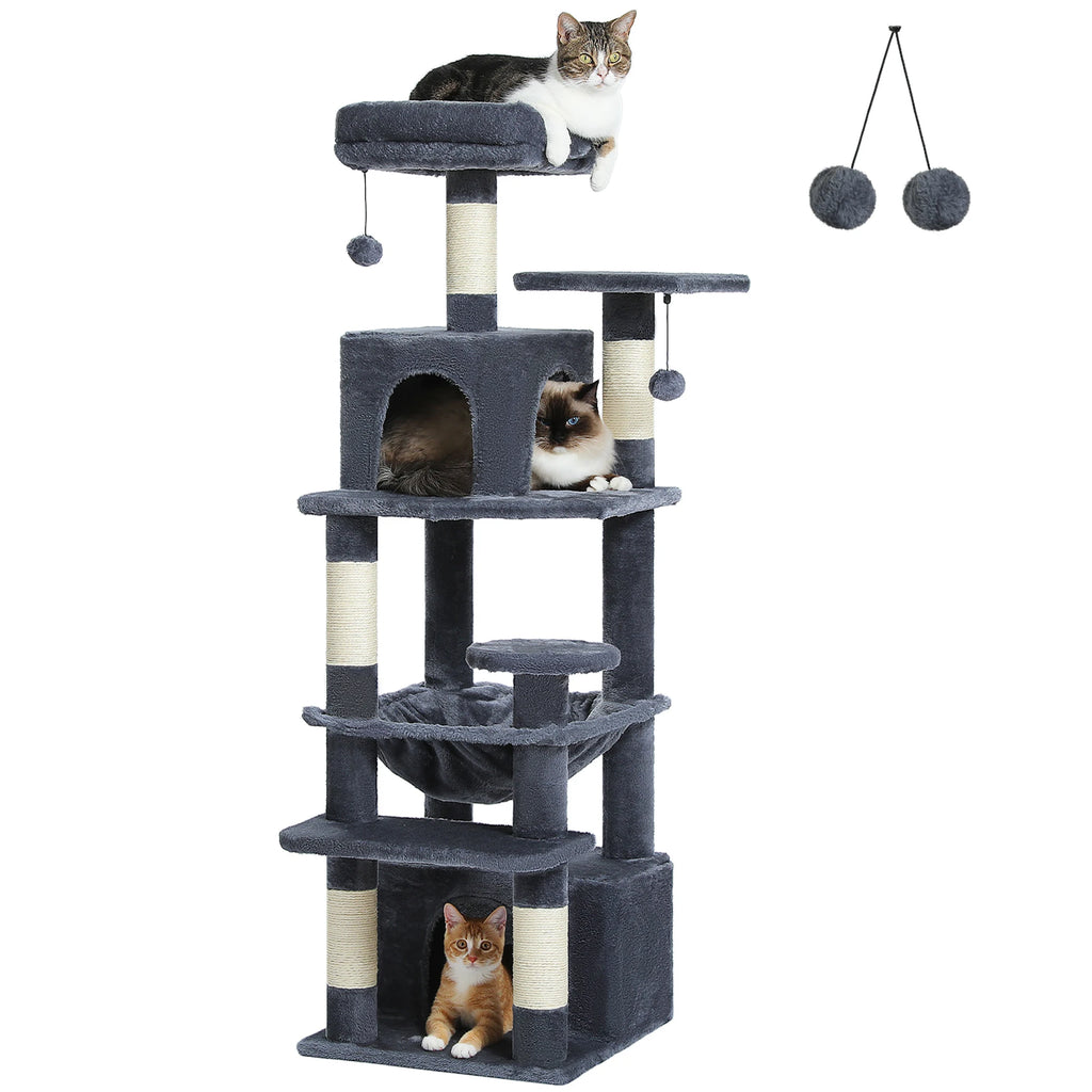 Large Cat Tree with Hammock & Scratching Posts for Indoor Cats