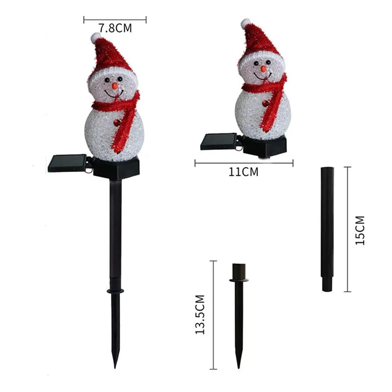 Solar Snowman Christmas Lights for Outdoor Patio and Lawn Decoration
