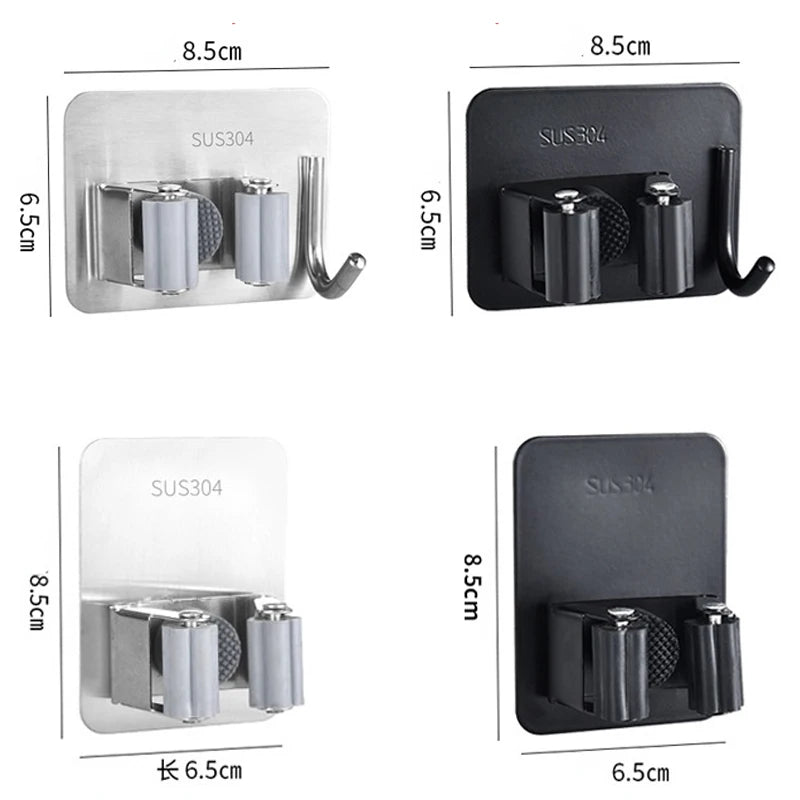 304 Stainless Steel Wall Mounted Mop Holder - Space Saver