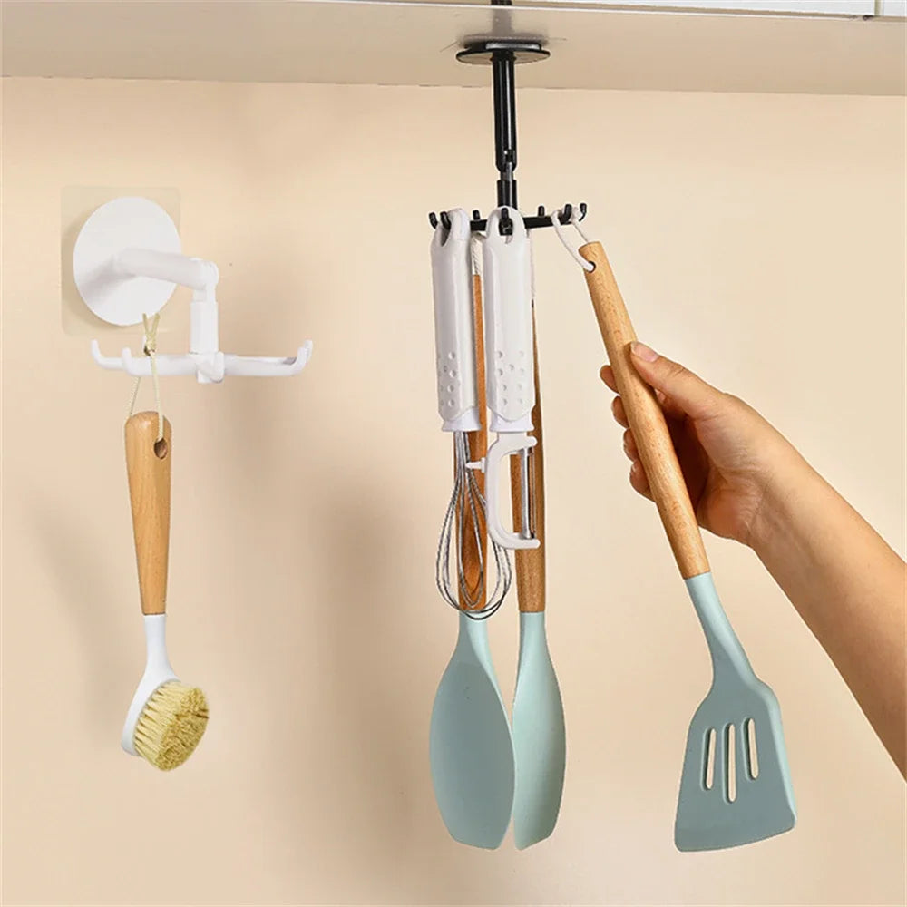 7-Claw Rotatable Self-Adhesive Kitchen Storage Hook