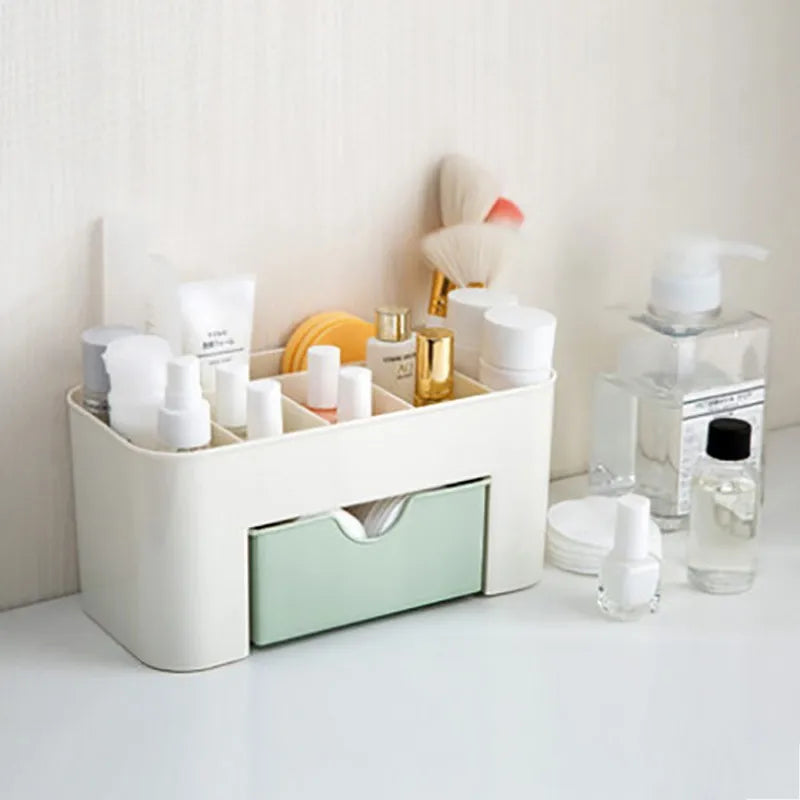 Acrylic Makeup Organizer with Drawer | Dorm Vanity Box | Aesthetic Green/Blue/Pink