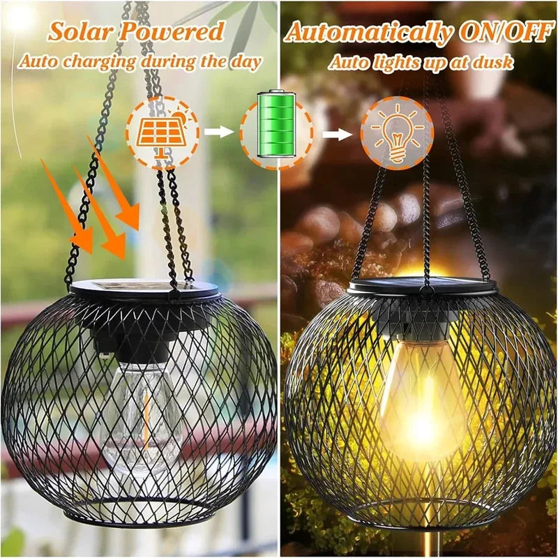 Solar Waterproof Hanging Lantern - Cozy Warm White LED Light
