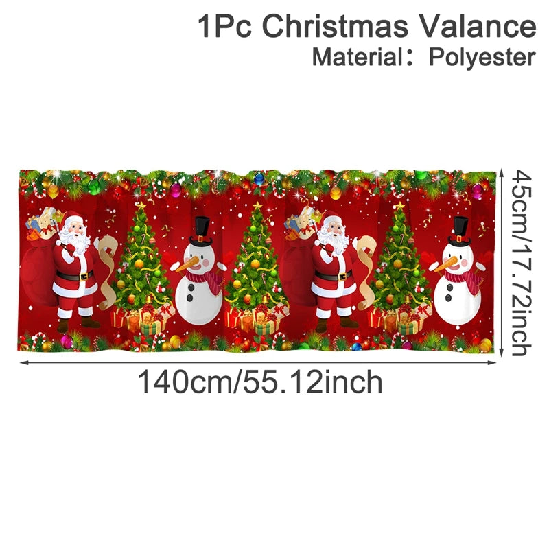 Christmas Curtain Valance - Festive Rod Pocket Window Treatment