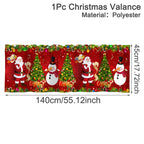 Christmas Curtain Valance - Festive Rod Pocket Window Treatment