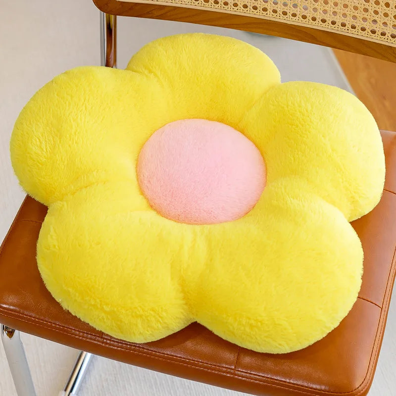 Soft Floral Decorative Pillow - Daisy Flower Plush Cushion