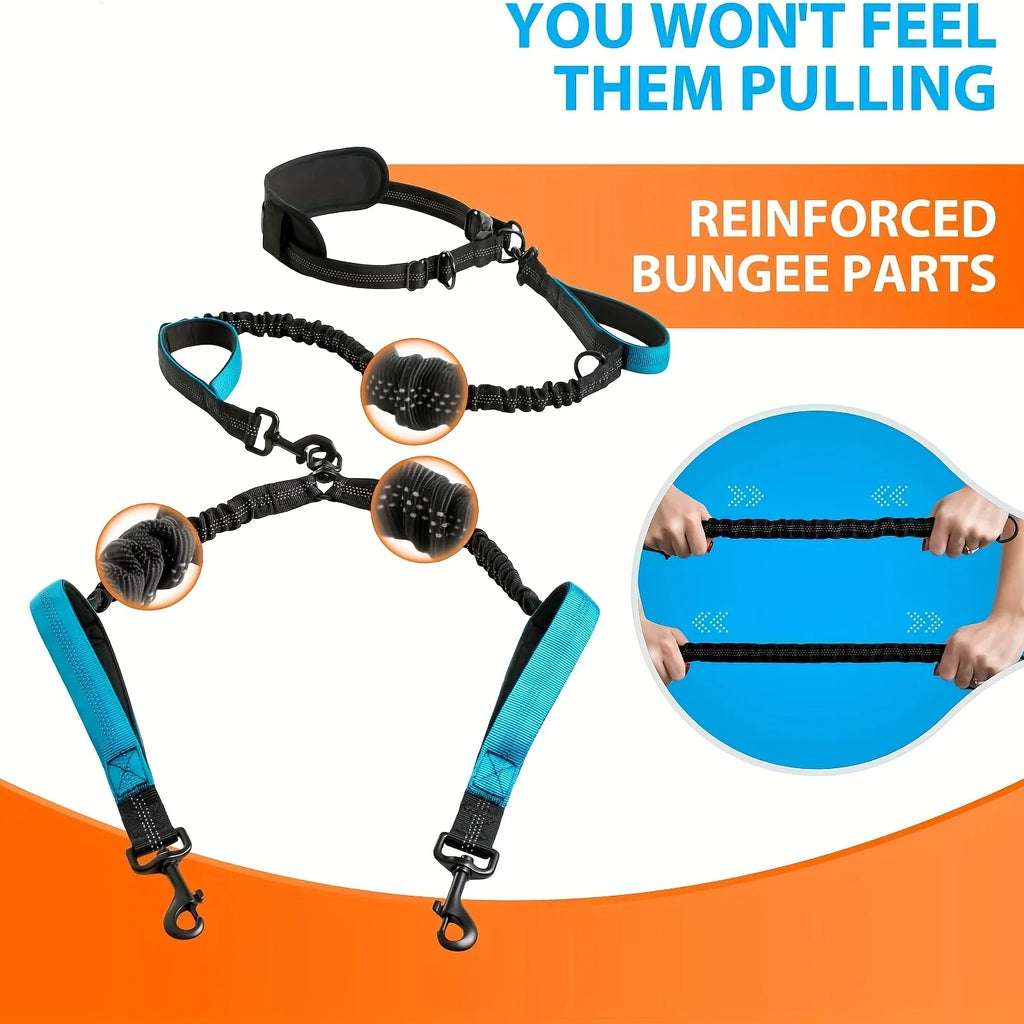 2in1 Reflective Double Dog Leash for Medium and Large Dogs