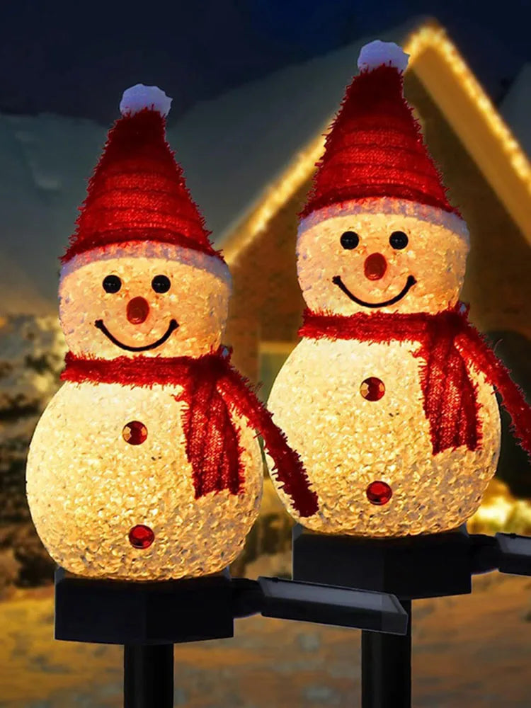 Solar Snowman Christmas Lights for Outdoor Patio and Lawn Decoration