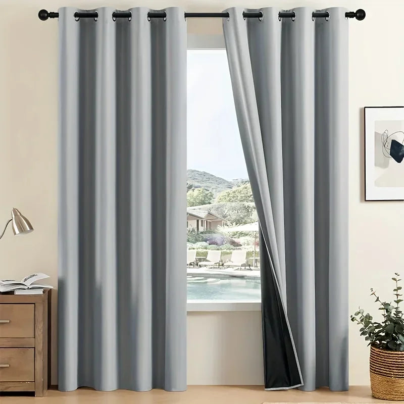 2pcs Modern Blackout Curtains for Cozy Bedrooms & Living Rooms