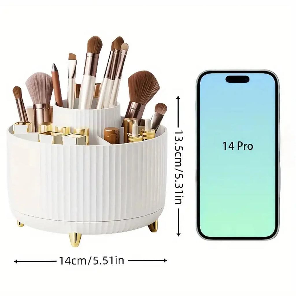 360° Rotating Makeup Organizer | Vanity & Desk Storage | Aesthetic Cosmetic Holder