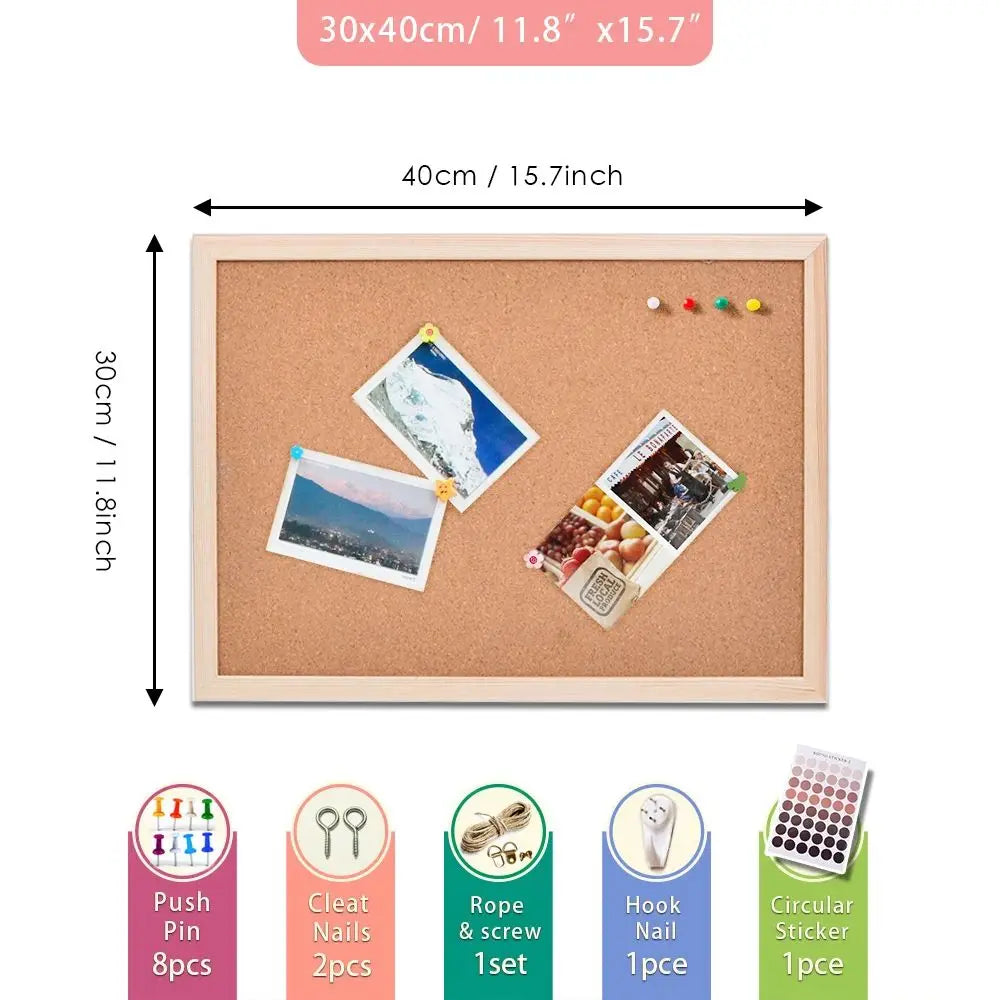 Wooden Cork Board Wall Decor with Soft Letter Pins